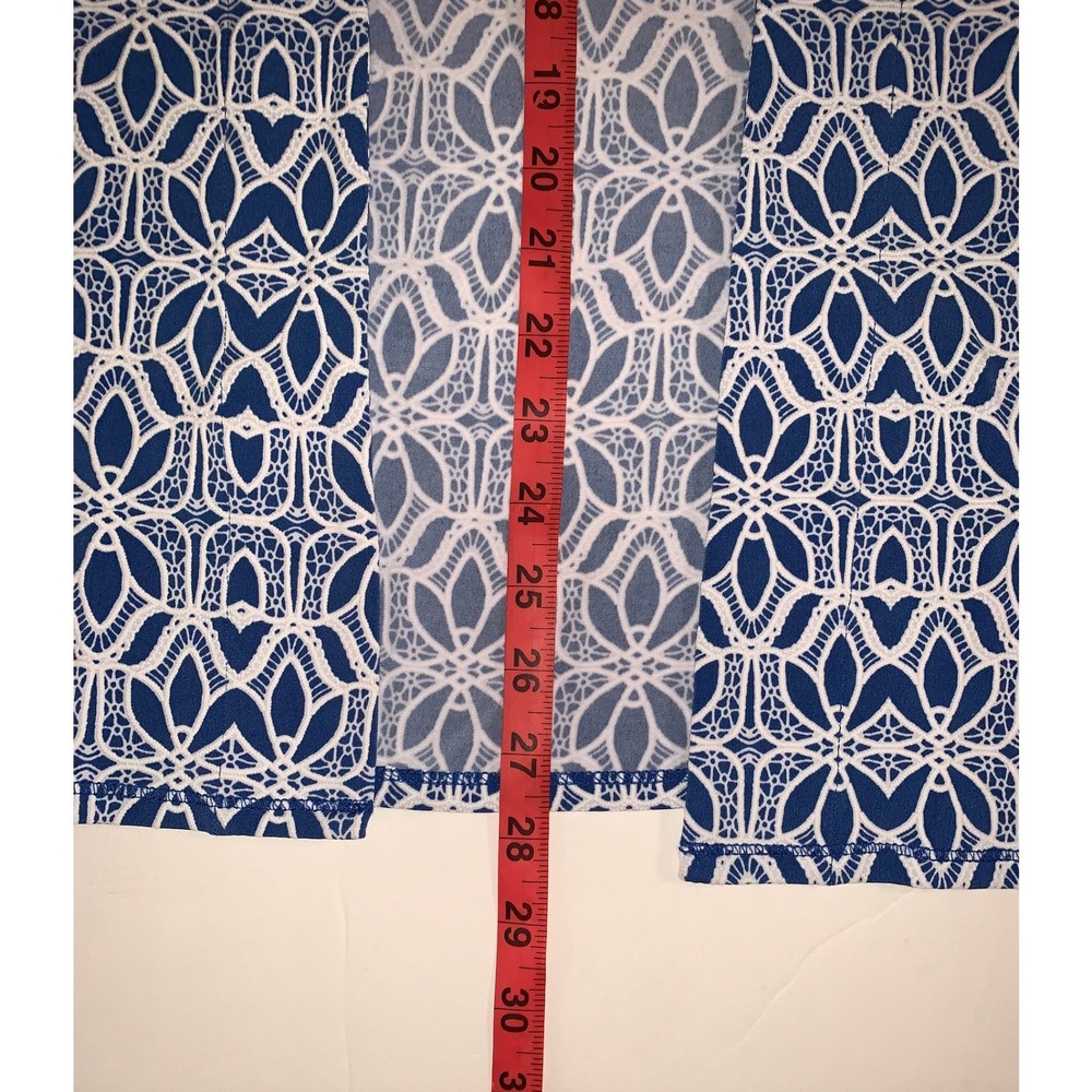 Ruby Rd Blue White Geometric Pattern Open Front 3… - image 6